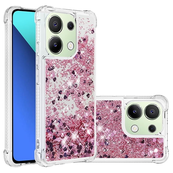 Phone Case for Xiaomi Redmi Note 13 4G Cover Sparkle Glitter Floating Liquid Quicksand Shockproof Soft Silicone TPU Bumper Protective Cover for Xiaomi Redmi Note 13 4G Case
