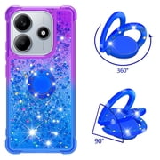 Phone Case for Xiaomi Redmi Note 14 4G 164 with Ring Kickstand, Cute Glitter Bling Sparkle Quicksand Flowing Liquid Clear Gel Silicone ShockProof Cover Girls-B4