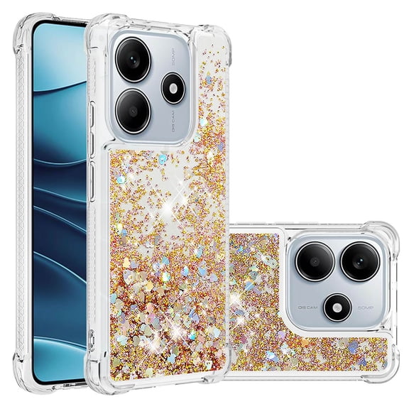 Phone Case for Xiaomi Redmi Note 14 4G Cover Sparkle Glitter Floating Liquid Quicksand Shockproof Soft Silicone TPU Bumper Protective Cover for Redmi Note 14 4G Case, S2