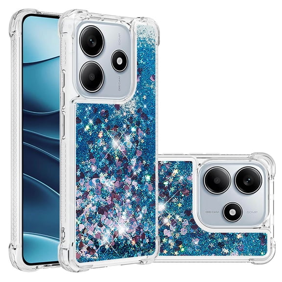Phone Case for Xiaomi Redmi Note 14 4G Cover Sparkle Glitter Floating Liquid Quicksand Shockproof Soft Silicone TPU Bumper Protective Cover for Redmi Note 14 4G Case, S5