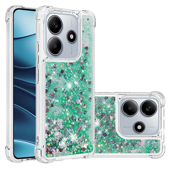 Phone Case for Xiaomi Redmi Note 14 4G Cover Sparkle Glitter Floating Liquid Quicksand Shockproof Soft Silicone TPU Bumper Protective Cover for Redmi Note 14 4G Case, S7