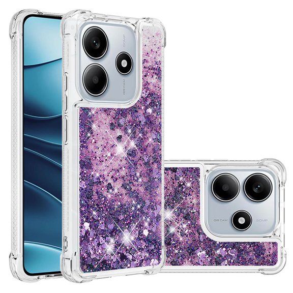 Phone Case for Xiaomi Redmi Note 14 4G Cover Sparkle Glitter Floating Liquid Quicksand Shockproof Soft Silicone TPU Bumper Protective Cover for Redmi Note 14 4G Case, S3