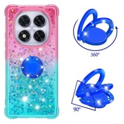 Phone Case for Xiaomi Redmi Note 14 Pro Plus/Note 14 Pro 5G Overseas/Domestic with Ring Kickstand, Cute Glitter Bling Sparkle Quicksand Flowing Liquid Phone Cover-B3