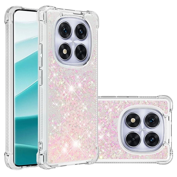 Phone Case for Xiaomi Redmi Note 14 Pro Plus/Redmi Note 14 Pro 5G Cover Sparkle Glitter Floating Liquid Quicksand Shockproof Soft Silicone TPU Bumper Protective Cover Case, S10