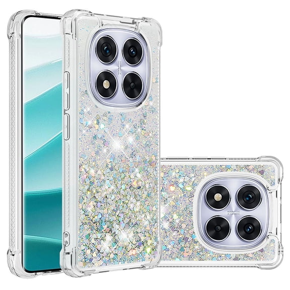 Phone Case for Xiaomi Redmi Note 14 Pro Plus/Redmi Note 14 Pro 5G Cover Sparkle Glitter Floating Liquid Quicksand Shockproof Soft Silicone TPU Bumper Protective Cover Case, S9