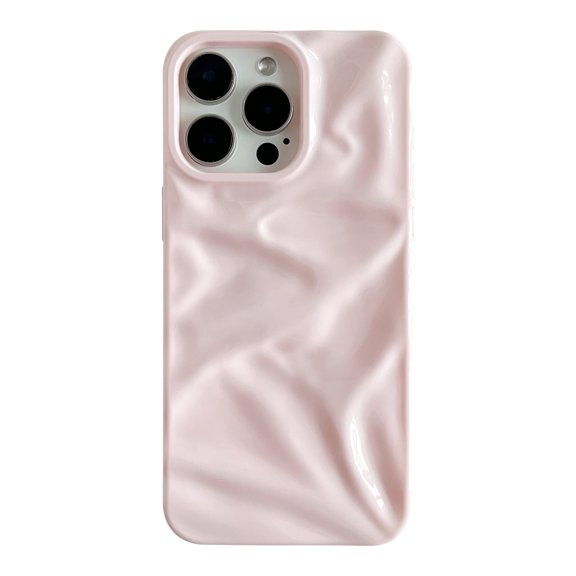 Phone Case for 16/17 Pro Case,Solid Color Water Ripple Wave Pattern Pleated Phone Case