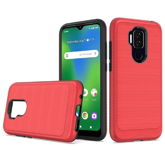 Phone Case for AT&T Maestro Plus / Cricket Influence, Dual Layer Shock Resistant Brushed Texture Protective Cover (Red)