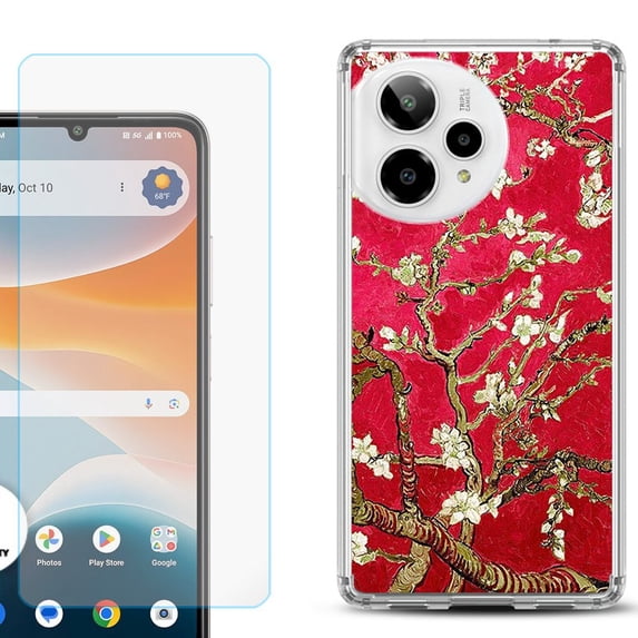 Phone Case for ATT Motivate Pro 2, with Screen Protector, by OneToughShield - Almond Blossom Red