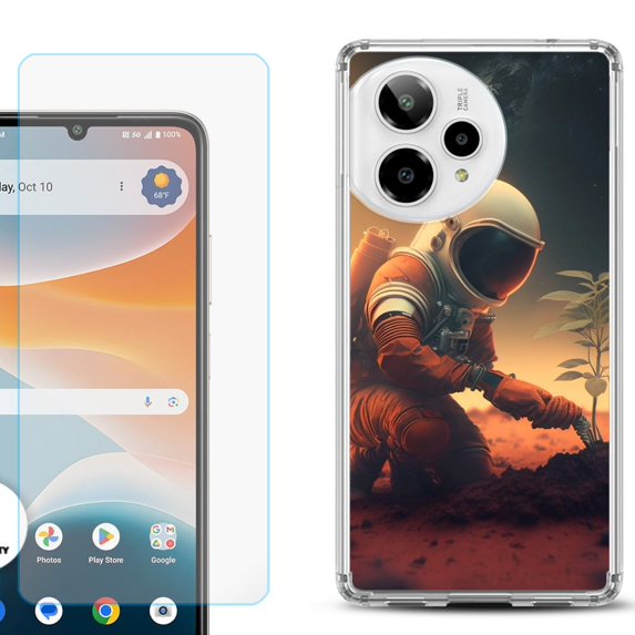 Phone Case for ATT Motivate Pro 2, with Screen Protector, by OneToughShield - Astronaut Planting