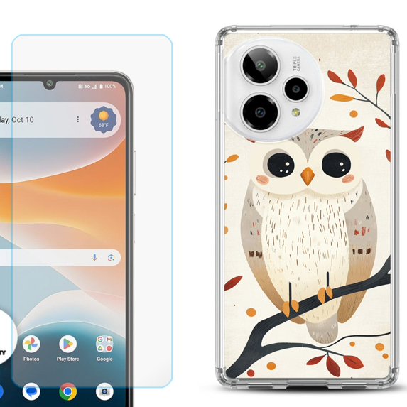 Phone Case for ATT Motivate Pro 2, with Screen Protector, by OneToughShield - Autumn Owl