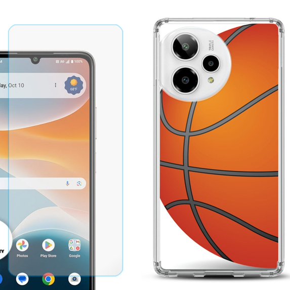 Phone Case for ATT Motivate Pro 2, with Screen Protector, by OneToughShield - Basketball