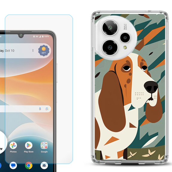 Phone Case for ATT Motivate Pro 2, with Screen Protector, by OneToughShield - Basset Hound