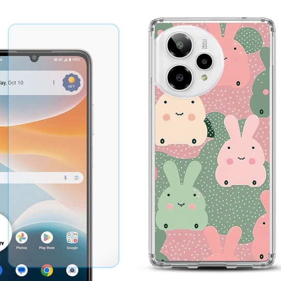 Phone Case for ATT Motivate Pro 2, with Screen Protector, by OneToughShield - Bunny Mix