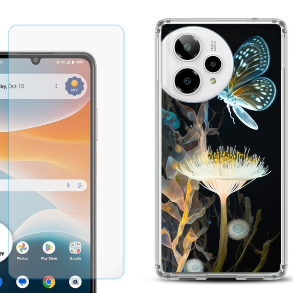 Phone Case for ATT Motivate Pro 2, with Screen Protector, by OneToughShield - Butterfly Translucent