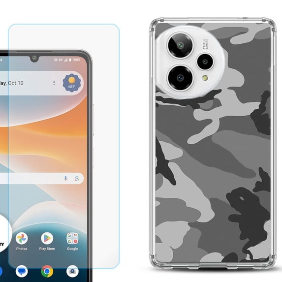 Phone Case for ATT Motivate Pro 2, with Screen Protector, by OneToughShield - Camo B/W
