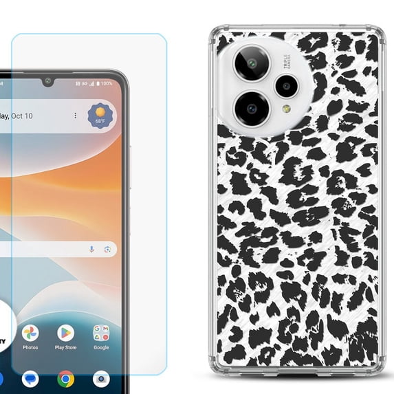 Phone Case for ATT Motivate Pro 2, with Screen Protector, by OneToughShield - Cheetah B/W