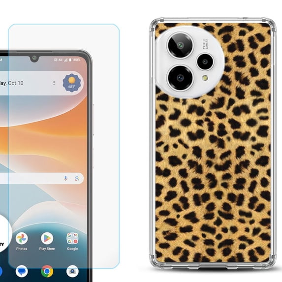 Phone Case for ATT Motivate Pro 2, with Screen Protector, by OneToughShield - Cheetah Gold/Black