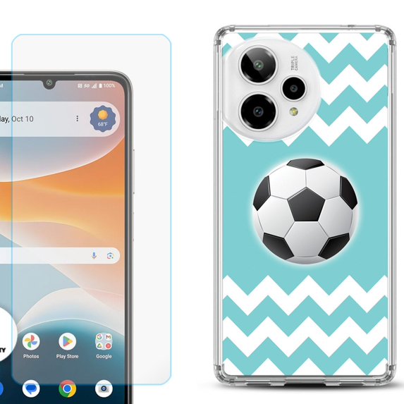 Phone Case for ATT Motivate Pro 2, with Screen Protector, by OneToughShield - Chevron/Soccer