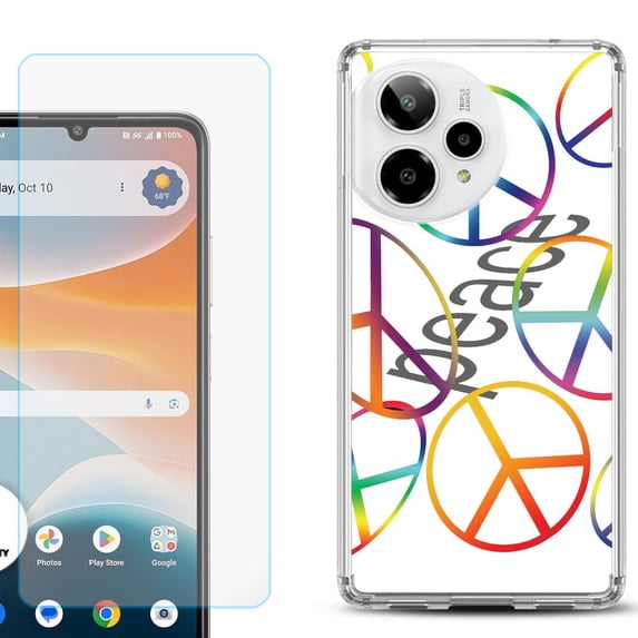 Phone Case for ATT Motivate Pro 2, with Screen Protector, by OneToughShield - Colorful Peace