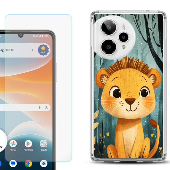 Phone Case for ATT Motivate Pro 2, with Screen Protector, by OneToughShield - Curious Lion Cub