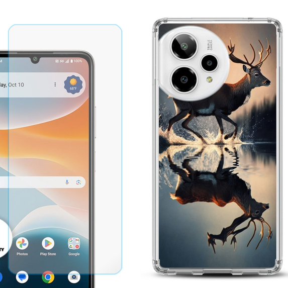Phone Case for ATT Motivate Pro 2, with Screen Protector, by OneToughShield - Deer Running