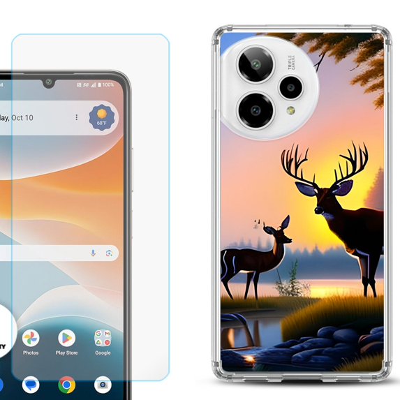 Phone Case for ATT Motivate Pro 2, with Screen Protector, by OneToughShield - Deer Sunset