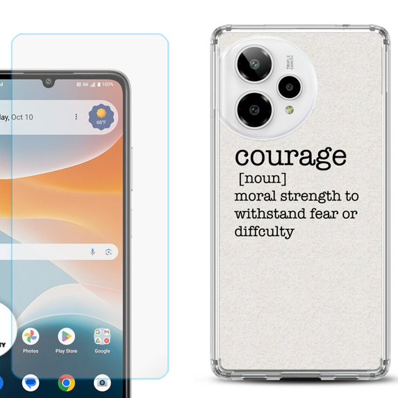 Phone Case for ATT Motivate Pro 2, with Screen Protector, by OneToughShield - Dictionary/Courage