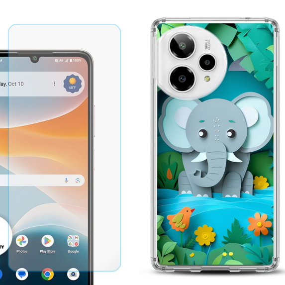 Phone Case for ATT Motivate Pro 2, with Screen Protector, by OneToughShield - Elephant Craft