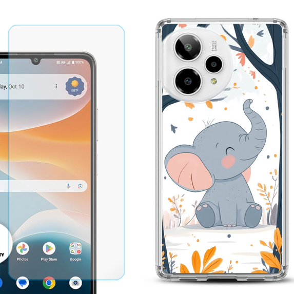 Phone Case for ATT Motivate Pro 2, with Screen Protector, by OneToughShield - Elephant Smile