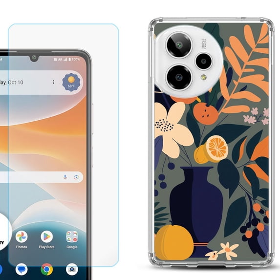 Phone Case for ATT Motivate Pro 2, with Screen Protector, by OneToughShield - Flower Art