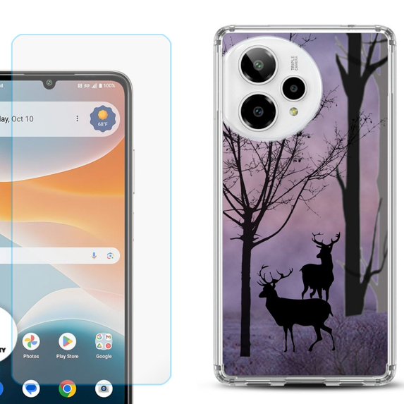 Phone Case for ATT Motivate Pro 2, with Screen Protector, by OneToughShield - Forest/Deer/Twilight