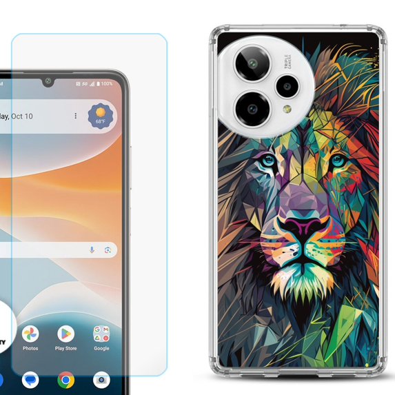Phone Case for ATT Motivate Pro 2, with Screen Protector, by OneToughShield - Geometric Lion