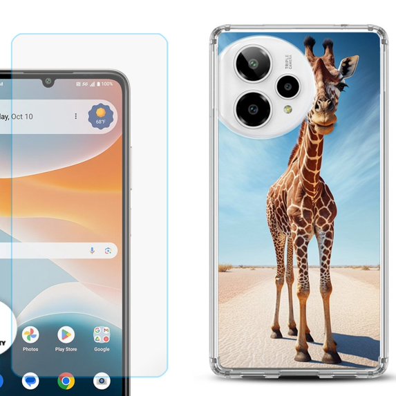 Phone Case for ATT Motivate Pro 2, with Screen Protector, by OneToughShield - Giraffe