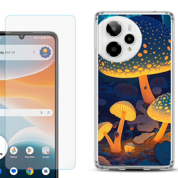 Phone Case for ATT Motivate Pro 2, with Screen Protector, by OneToughShield - Glowing Mushroom