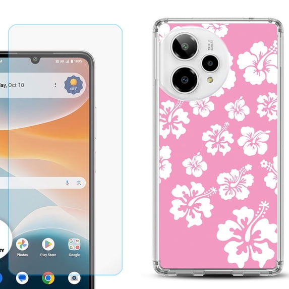 Phone Case for ATT Motivate Pro 2, with Screen Protector, by OneToughShield - Hibiscus Pink