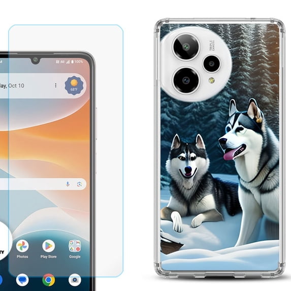Phone Case for ATT Motivate Pro 2, with Screen Protector, by OneToughShield - Husky Snow
