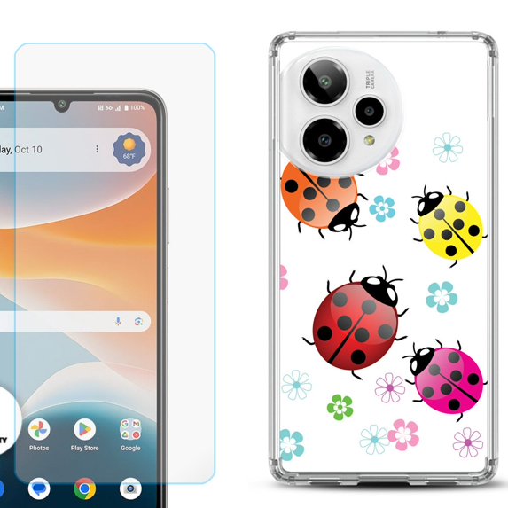 Phone Case for ATT Motivate Pro 2, with Screen Protector, by OneToughShield - Ladybug