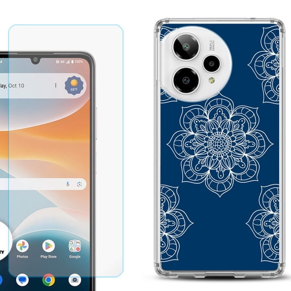 Phone Case for ATT Motivate Pro 2, with Screen Protector, by OneToughShield - Mandala / Blue