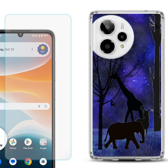 Phone Case for ATT Motivate Pro 2, with Screen Protector, by OneToughShield - Midnight Safari