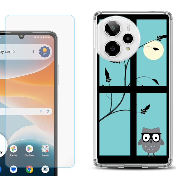Phone Case for ATT Motivate Pro 2, with Screen Protector, by OneToughShield - Moon Owl