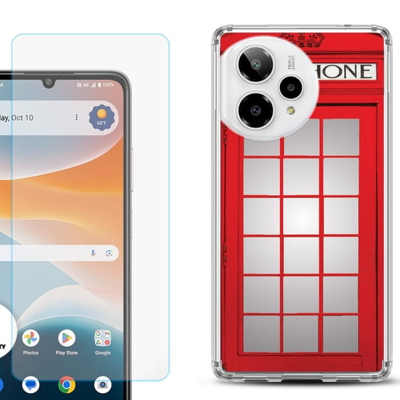 Phone Case for ATT Motivate Pro 2, with Screen Protector, by OneToughShield - Phone Booth Red