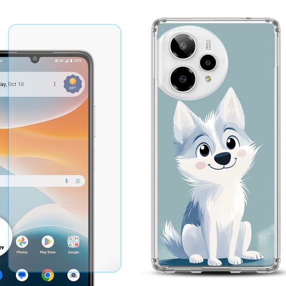 Phone Case for ATT Motivate Pro 2, with Screen Protector, by OneToughShield - Puppy Charm