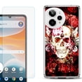 thumbnail image 1 of Phone Case for ATT Motivate Pro 2, with Screen Protector, by OneToughShield - Rose Skull, 1 of 5