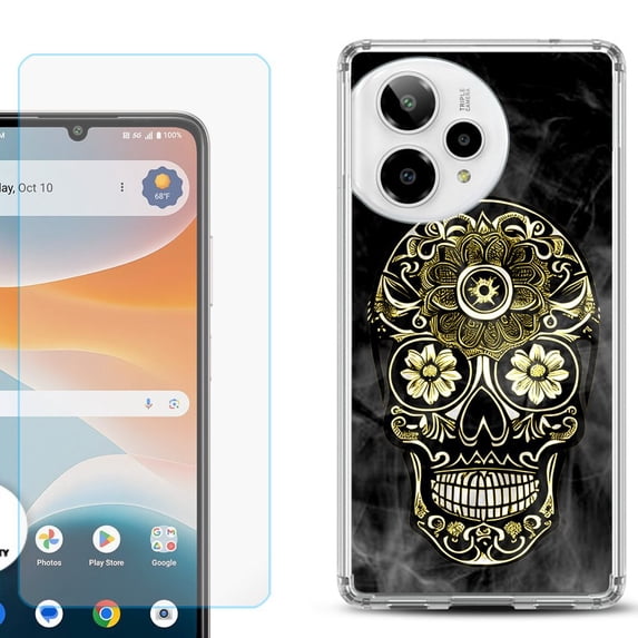 Phone Case for ATT Motivate Pro 2, with Screen Protector, by OneToughShield - Skull Smoke