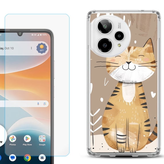 Phone Case for ATT Motivate Pro 2, with Screen Protector, by OneToughShield - Smiling Cat