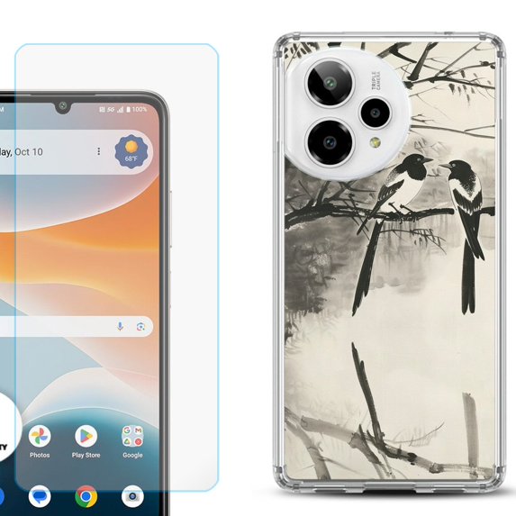 Phone Case for ATT Motivate Pro 2, with Screen Protector, by OneToughShield - Springtime Birds