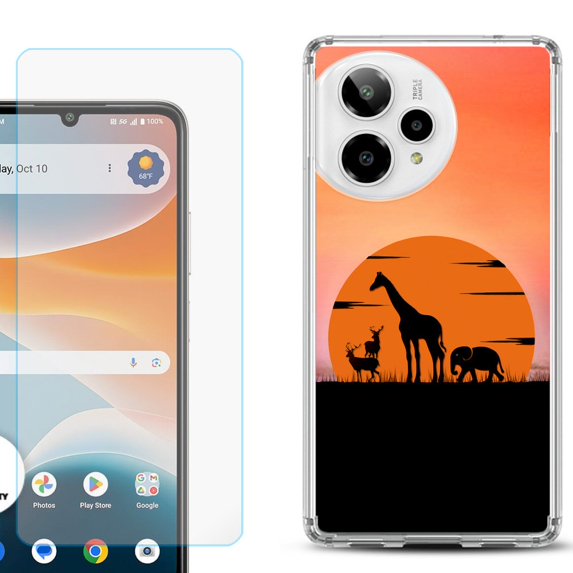 Phone Case for ATT Motivate Pro 2, with Screen Protector, by OneToughShield - Sunset Safari
