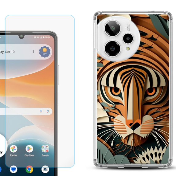 Phone Case for ATT Motivate Pro 2, with Screen Protector, by OneToughShield - Tiger Art