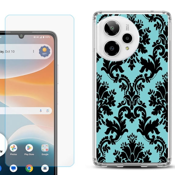 Phone Case for ATT Motivate Pro 2, with Screen Protector, by OneToughShield - Victorian Blue/Black