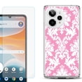 thumbnail image 1 of Phone Case for ATT Motivate Pro 2, with Screen Protector, by OneToughShield - Victorian White/Pink, 1 of 5